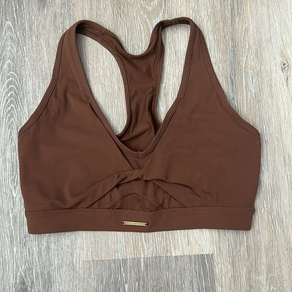 Gymshark Brown Racerback Sports Bra with Knotted Detail